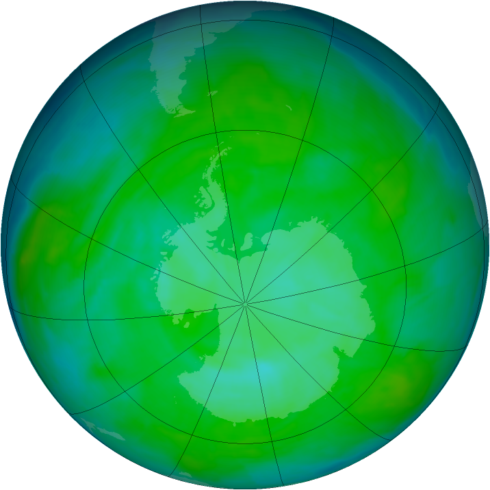 Antarctic ozone map for 13 December 2013